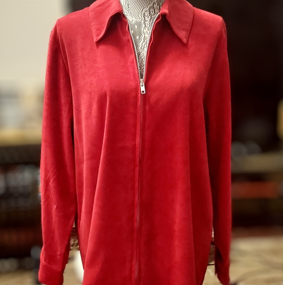 Denim & Co.-Red Light Weight Top-Med